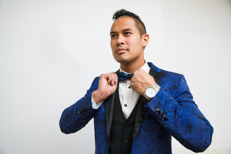 Blue Silk Tuxedo Shirts & Tops partners-demo Blue